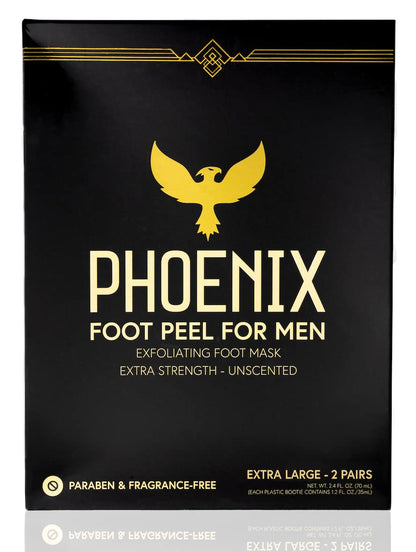 (Pack of 2) Phoenix Foot Peel for Men - Extra Large - Extra Strength - Menthol - Exfoliating Dry Feet Treatment - Callus Remover - Paraben Free