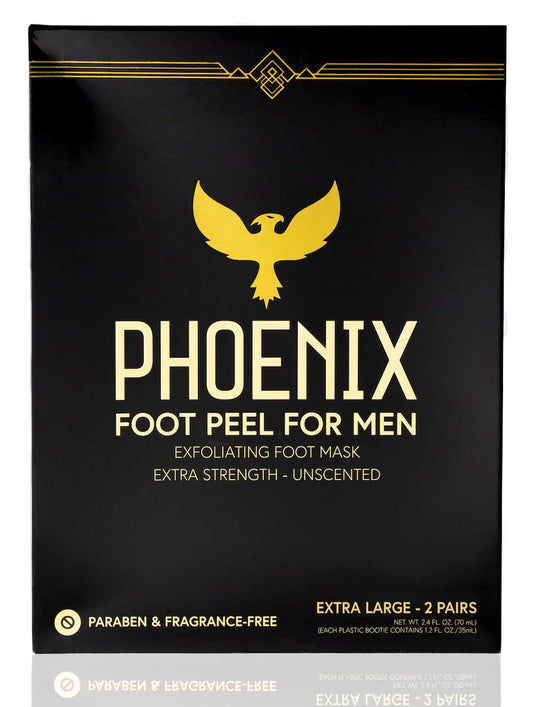 (Pack of 2) Phoenix Foot Peel for Men - Extra Large - Extra Strength - Menthol - Exfoliating Dry Feet Treatment - Callus Remover - Paraben Free