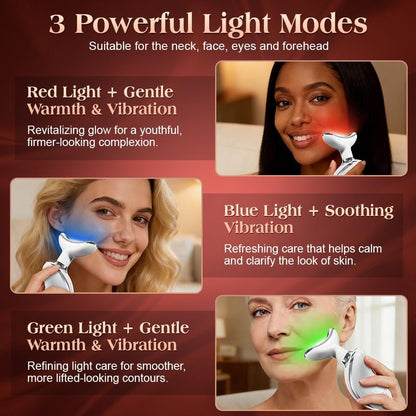 Face and Neck Massager, Facial Sculpting Tool with Smart Vibration, Red-Light and EMS Modes, Heat Gua Sha Facial Tools for Women Daily Home Use (Pink)