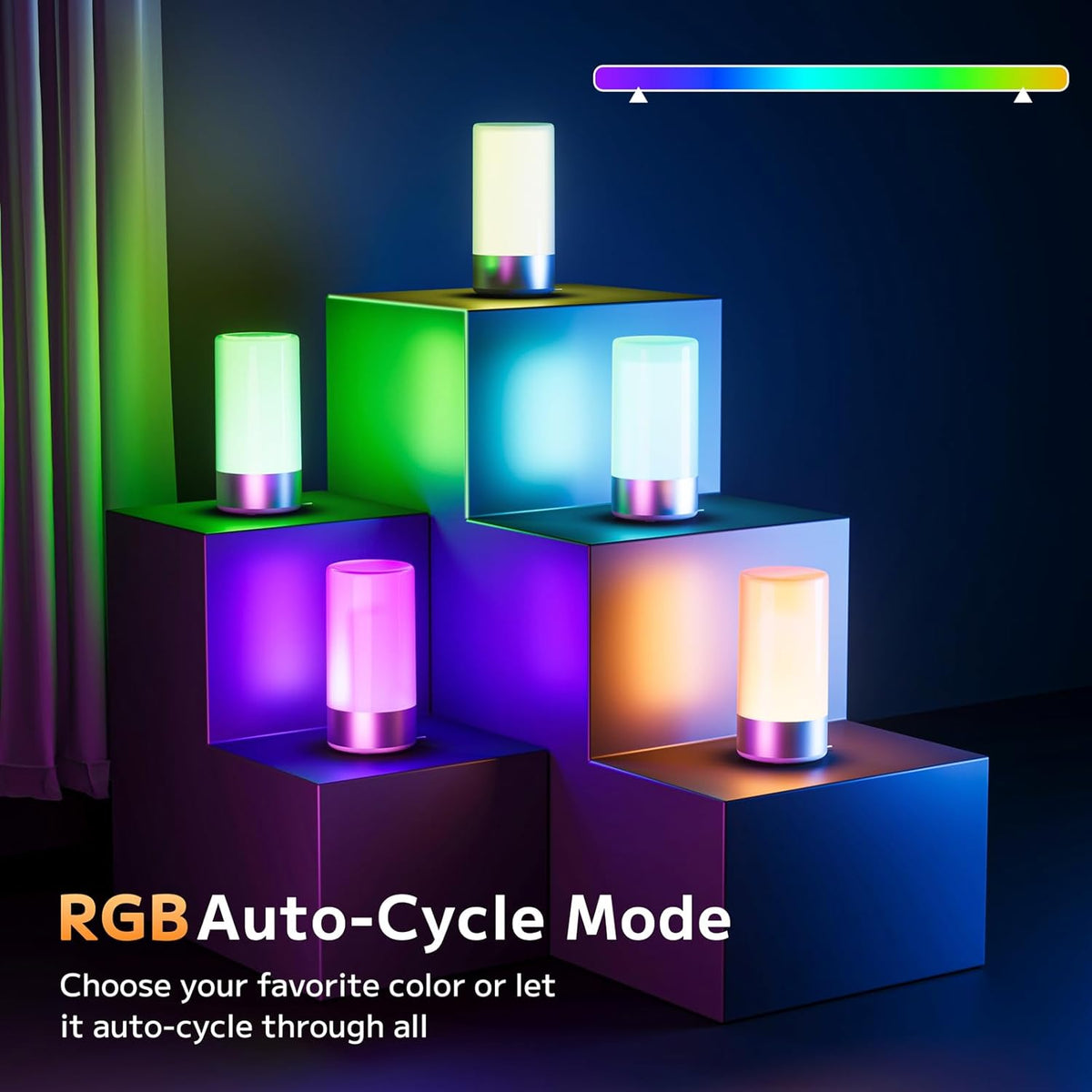 Table Lamp, Bedside Touch Control Lamp for Bedroom 3 Level Dimmable Warm White Lights with 256 RGB Color Mode Modern Deisgn Smart Nightstand Desktop LED Lamps Portable for Read(Advanced)