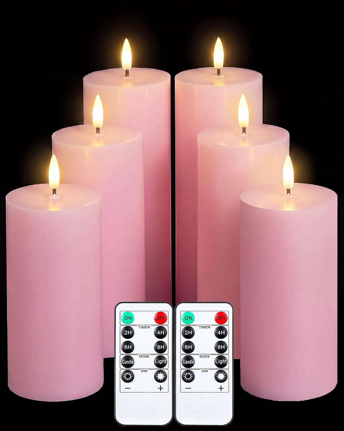VIHOSE 12 Pack White Flameless Candles Set with Remote and Timer Flickering Flameless Battery Candles Flat Top LED Pillar for Wedding Outdoor Home Festival Decoration(D 3'' H 4'' 5'' 6'')