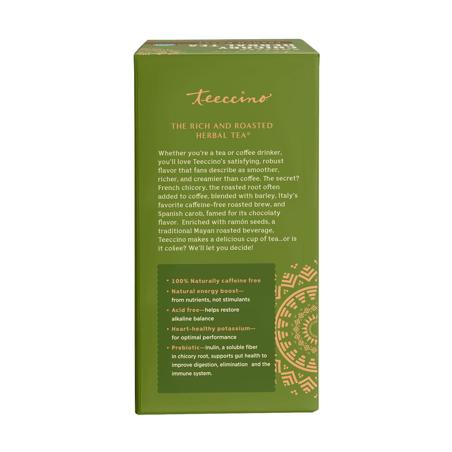 Teeccino Herbal Tea Sampler Assortment - 12 Tea Bags - Maca Chocolaté, French Roast, Hazelnut, Vanilla Nut - Roasted Caffeine Free Herbal Tea, Prebiotic for Natural Energy