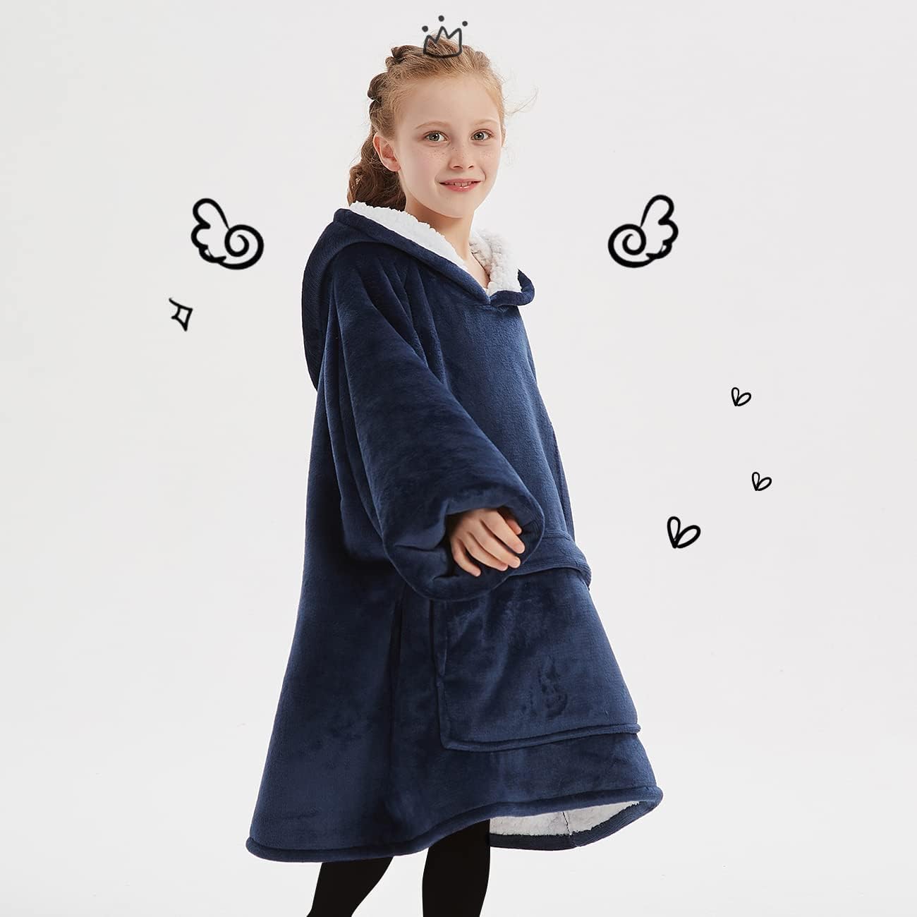 KFUBUO Wearable Blanket Hoodie for Adults Sherpa All Patterns Cat Oversized Sweatshirt Blanket with Pockets for Women