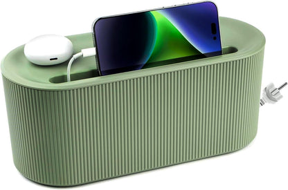 Cable Management Box,Desk Cord Organizer Box with Groove Cover,Plastic Cord Hider Box,Large Cable Box Organizer for Storaging Power Socket/TV/Computer/Router/Games Console Cable (Green)