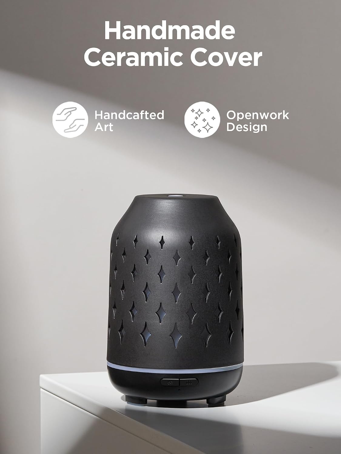 InnoGear Aromatherapy Diffuser, 150ml Ceramic Diffuser Mother's Gift Ultrasonic Humidifier Cool Mist Essential Oil Diffusers for Home Air Diffuser with 2 Mist Modes Waterless Auto Off, White