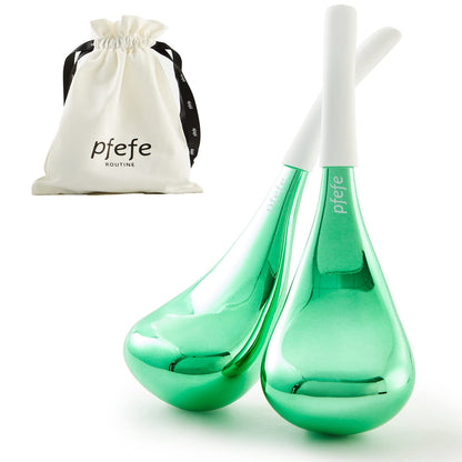pfefe Ice Globes Facial Skin Care Tools for Women Face Eyes, Stainless Steel Face Beauty Cryo Sticks for Girls Ladies, Esthetician Supplies Cooling Spa Globes Cold Roller with Storage Case