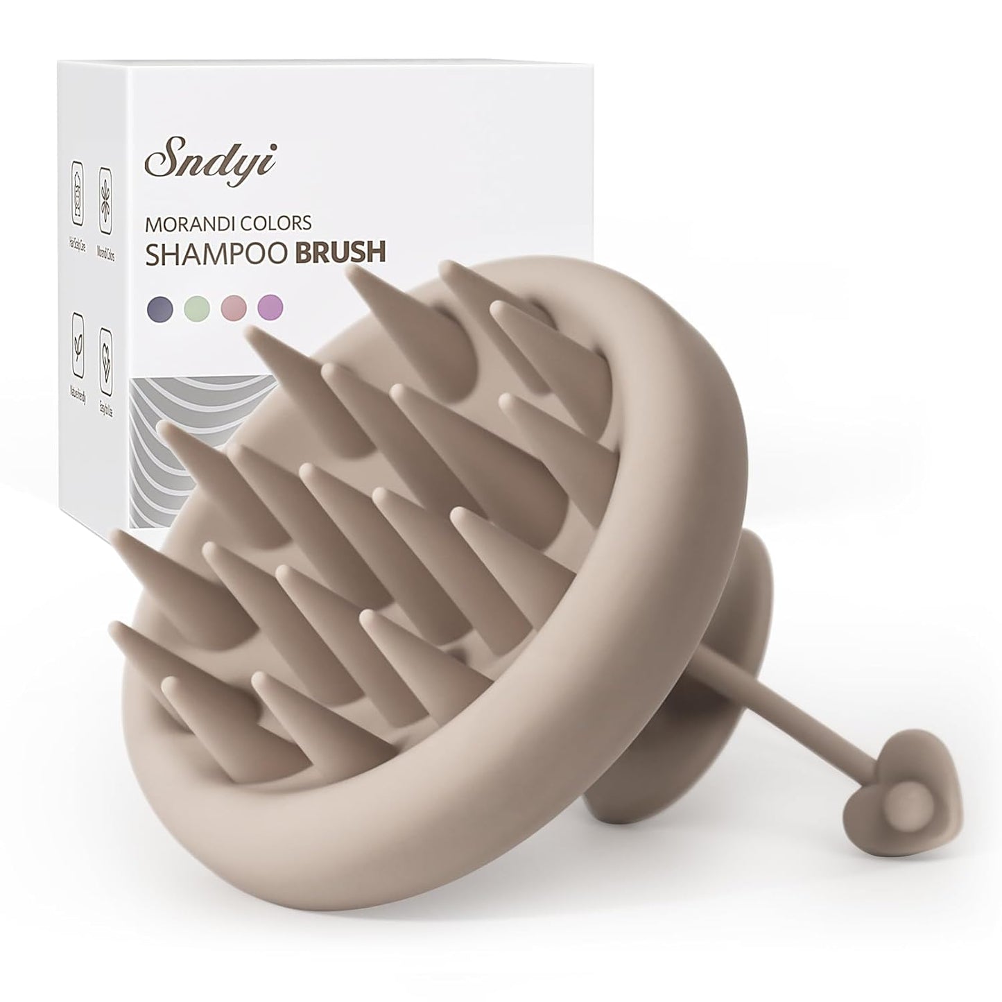 Sndyi Silicone Scalp Massager Shampoo Brush, Hair Scrubber with Soft Silicone Bristles, Scalp Scrubber/Exfoliator for Dandruff Removal, Wet Dry Scalp Brush for Hair Growth & Scalp Care, Oatmeal