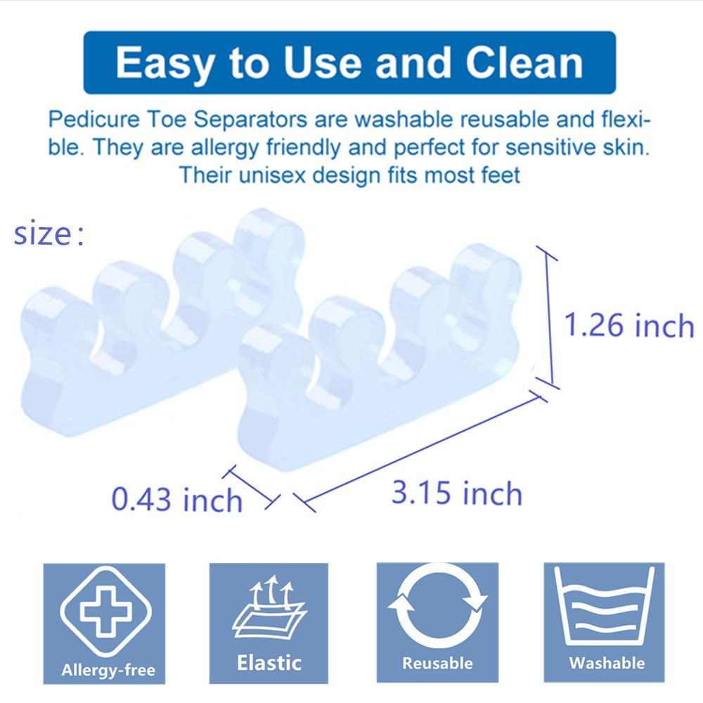 Pedicure Toe Separators for Bunion & Nail Polish Orthopedic Gel Toenail Dividers, Soft Gel Pedicure Kit Suitable for Salon Supplies, Beauty Tools for Toenail Separation
