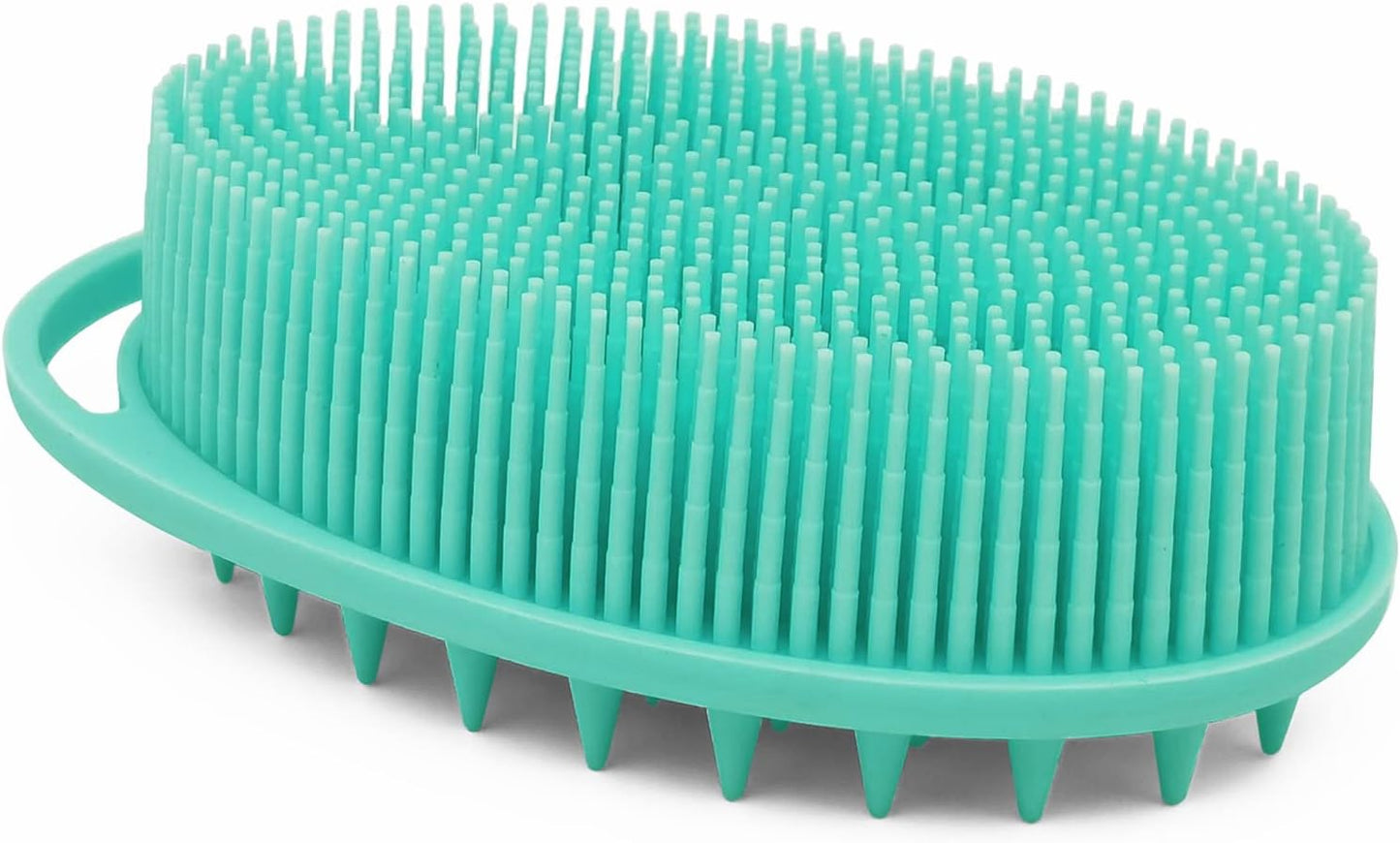 Pink Exfoliating Body Scrubber and Shower Brush - Soft Silicone Loofah for Kids and Adults - All Skin Types