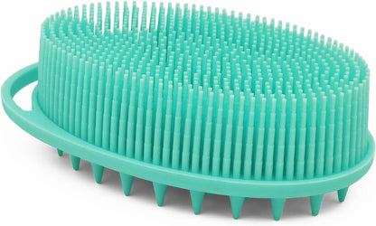 Pink Exfoliating Body Scrubber and Shower Brush - Soft Silicone Loofah for Kids and Adults - All Skin Types
