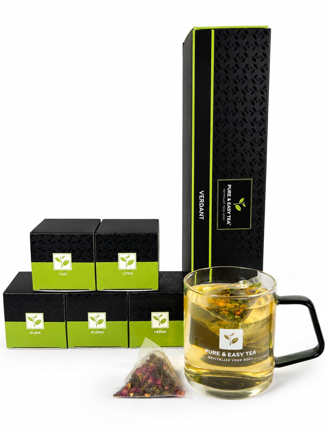 Pure And Easy Tea, Serenity Herbal Tea Flight Sampler, 15-Count Whole-Leaf Caffeine-Free Variety, Designed to Restore Calm & Balance, BPA-Free Plant-Based Tea Bags, Premium Wellness Gift Box (49.5g)