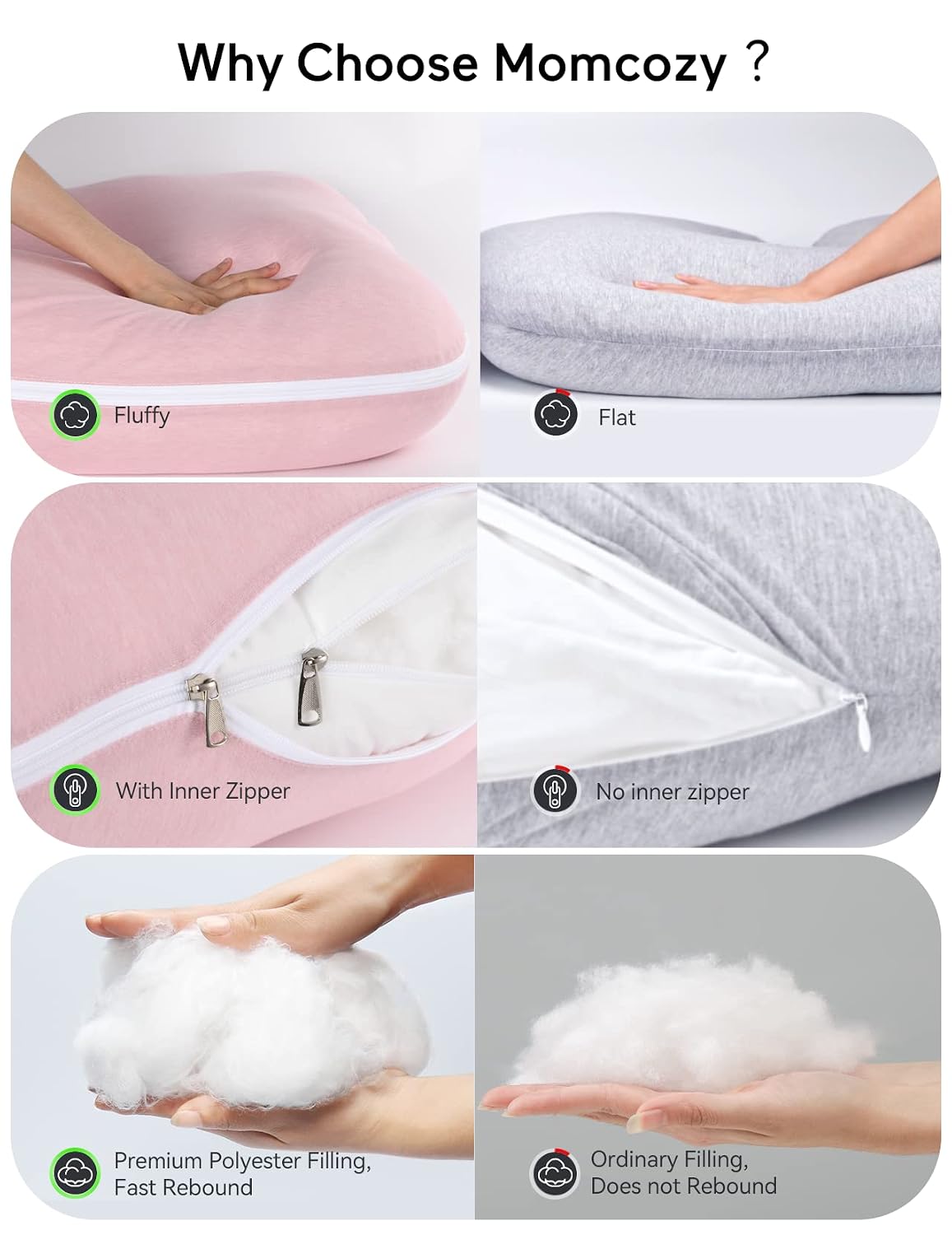 Momcozy Cooling Pregnancy Pillow - U Shaped Full Body Maternity Pillow