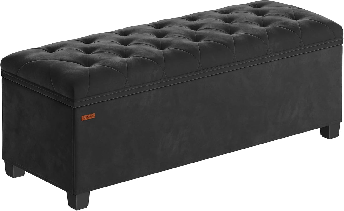 SONGMICS Storage Ottoman Bench, Foot Rest with Legs, 15.7 x 43.3 x 15.7 Inches, End of Bed Bench, Storage Chest, Load up to 660 lb, for Living Room, Bedroom, Entryway, Dark Gray ULSF088G01