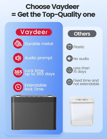 Vaydeer Metal Time Lock Box, Phone Lock Box with Timer for Focus & Wellness