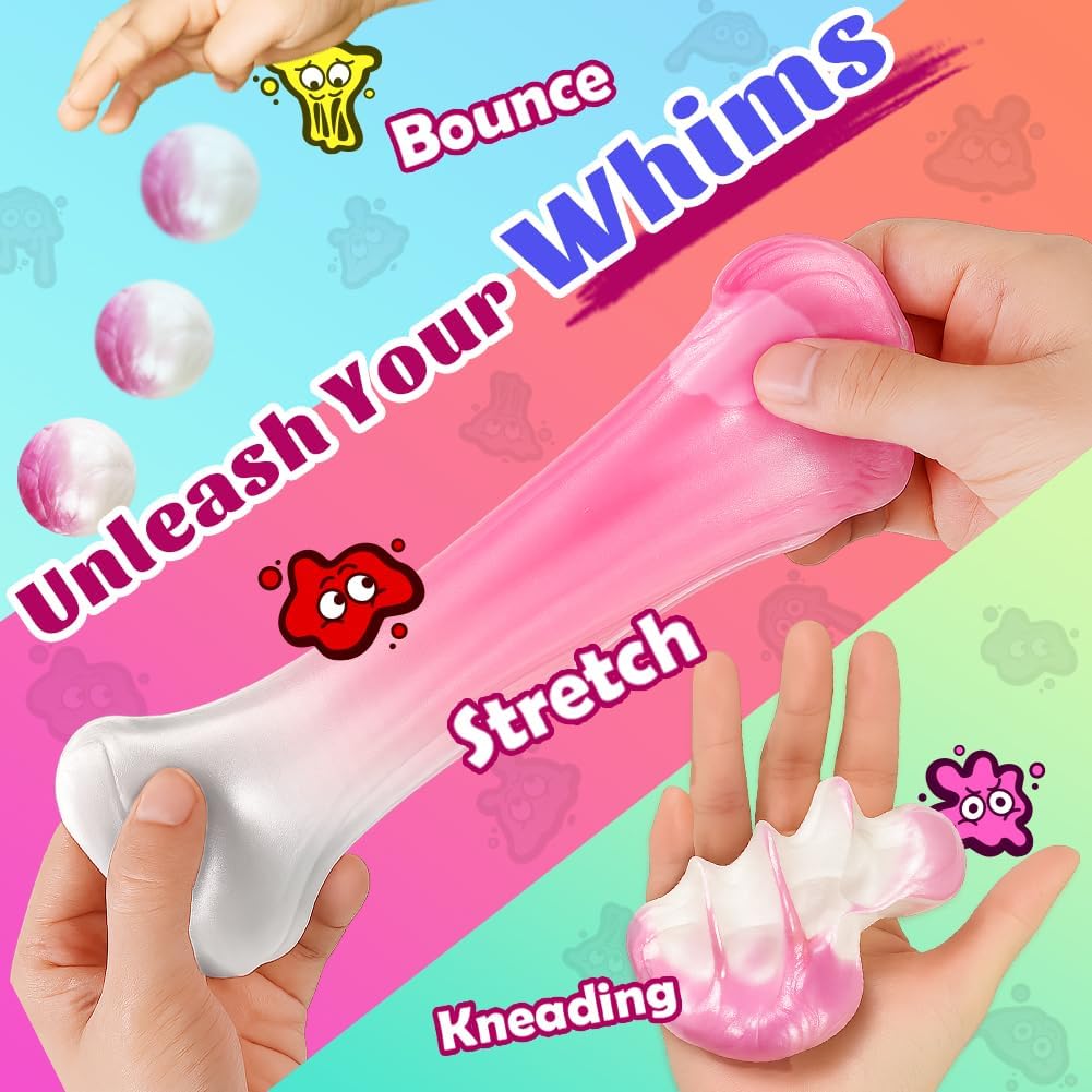 WATERELF Galaxy Putty Slime for Kids - Children's Day Gift, Fidget Sensory Artistic Therapy Putty Toys for Boys Girls Adults, Stress Relief Non-Sticky, 3.11 Inch 3.2 Oz – Golden/Red