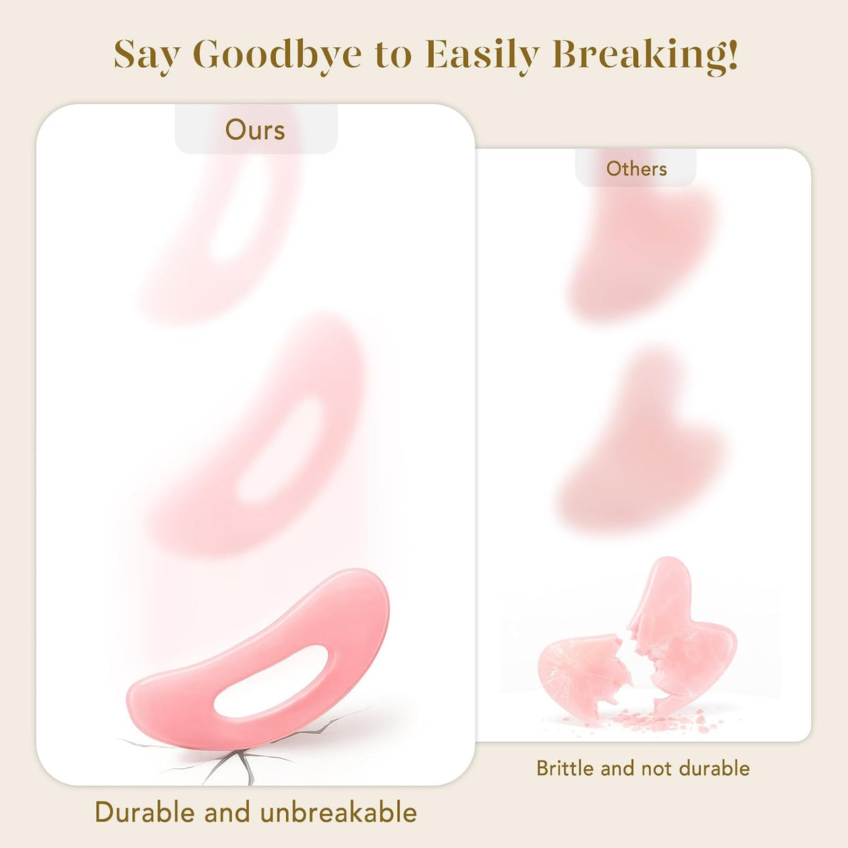 BAIMEI IcyMe Natural Rose Quartz Gua Sha Facial Sculpt Massage Tool-Pink