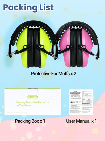 Dr.meter Ear Muffs for Noise Reduction: 27.4SNR Noise Cancelling Headphones for Kids Adults, EM100 Adjustable Hearing Protection Earmuffs for Monster Jam, Autism Sensory, Concerts, Fireworks- 3PACK