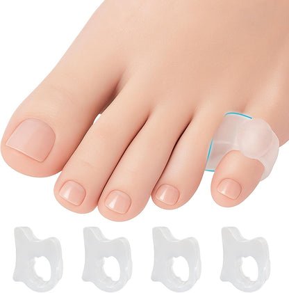 5 STARS UNITED Big Toe Spacers for Men & Women – 4 Gel Separators for Overlapping & Curled Toes, Bunions, Alignment - Diabetic Foot Care, Silicone Spreader, Corrector & Straightener, Clear