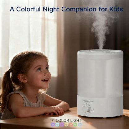 MegaWise Ultrasonic Cool Mist Humidifier SK7620 - 1.5L Capacity, Whisper-Quiet Operation, Adjustable Mist Output, Auto Shut-Off - Ideal for Home, Office, Baby Room, and Bedroom