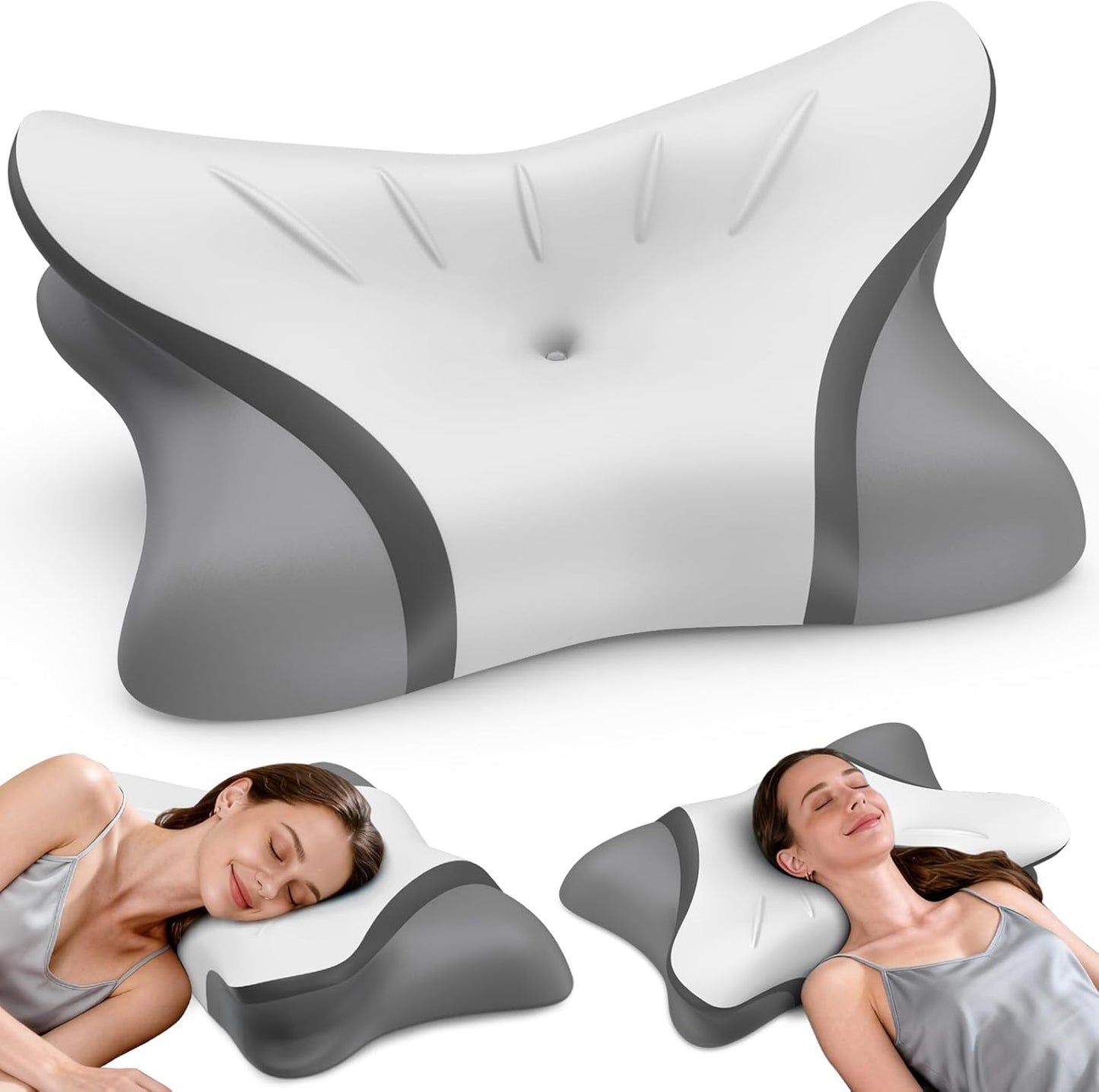 Cervical Neck Pillow for Pain Relief, Bed Pillows for Sleeping, Ergonomic Cooling Pillow, Orthopedic Contour Pillow for Side Back Stomach Sleepers,Neck Support Memory Foam Pillows with Pillow Covers