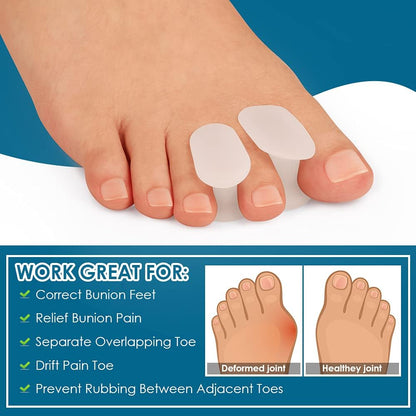 Povihome 6 Pack Gel Toe Spacer Separators(0.6'' Thick), Bunion Corrector for Overlapping Toe (1st/2nd Toe), Silicone Toe Spacers with Soft Gel Lining for Hallux & Bunion Pain Relief
