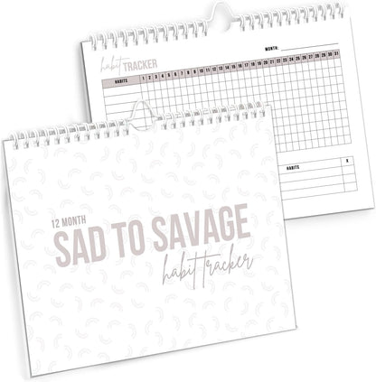 SAD TO SAVAGE Habit Tracker by Shelby Sacco - Daily Habit Tracker Journal with Affirmations and Educational Material on the Habit Loop for Creating Habits to Improve Your Life