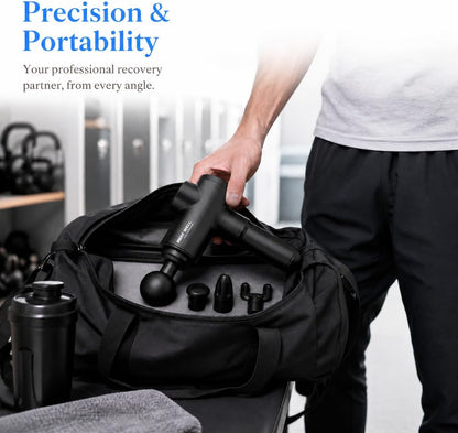 Massage Gun Deep Tissue - Back Muscle Massager w/High Torque Motor for Back Pain, Shoulder, Neck, Body, 4 Heads All Muscles Recover & Massage