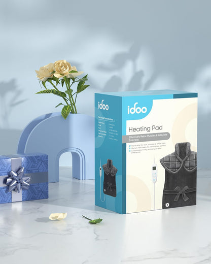 iDOO Heating Pad for Neck and Shoulders and Back for Pain Relief, Fathers Day Dad Gifts for Men, FSA Eligible Items & HSA Store, Large 24"x33" Weighted Electric Heat Pads for Back Gray