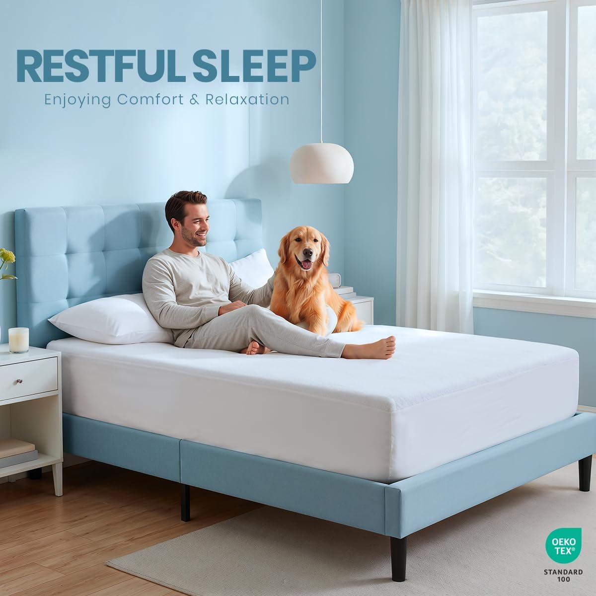Queen Size Mattress Protector Waterproof, Premium 200 GSM Terry Mattress Cover, Soft & Breathable Bed Cover, Fitted Sheet Style Stretchable Deep Pockets 17" by Utopia Bedding (White)