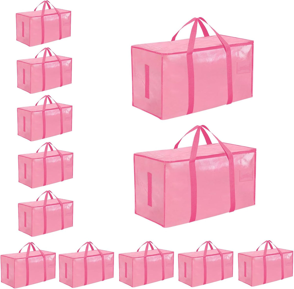 Moving Bags Extra Large - Heavy Duty Storage Totes with Wrap-Around Handles & Reinforced Zippers - Foldable Moving Box Alternative, Water-Resistant for Dorm, Closet & Under Bed Storage (Clear)