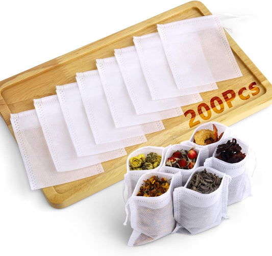400Pcs Disposable Tea Bags for Loose Leaf Tea, Empty Tea Filter Bags for Cooking, Infuser Sachets for Spice, Coffee, Herb and More (3.54x2.75 Inch)