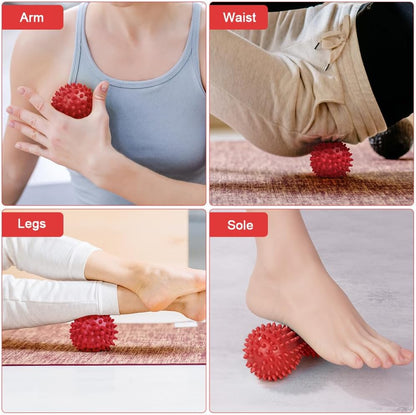 URAQT Spiky Massage Ball Set, 2 Pack Physical Therapy Massage Balls, Hard Lacrosse Ball & Spiky Massage Ball for Myofascial Release and Trigger Point Deep Tissue Massage (Blue)