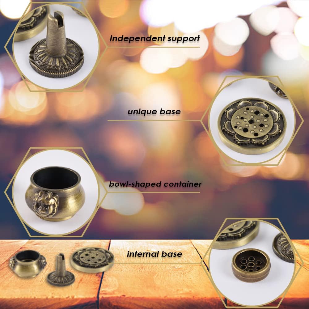 Incense Burner, Copper Incense Holder Cone Holder Gourd Incense Burner for Joss Stick, Tower Incense, Incense Coil (3 Styles)