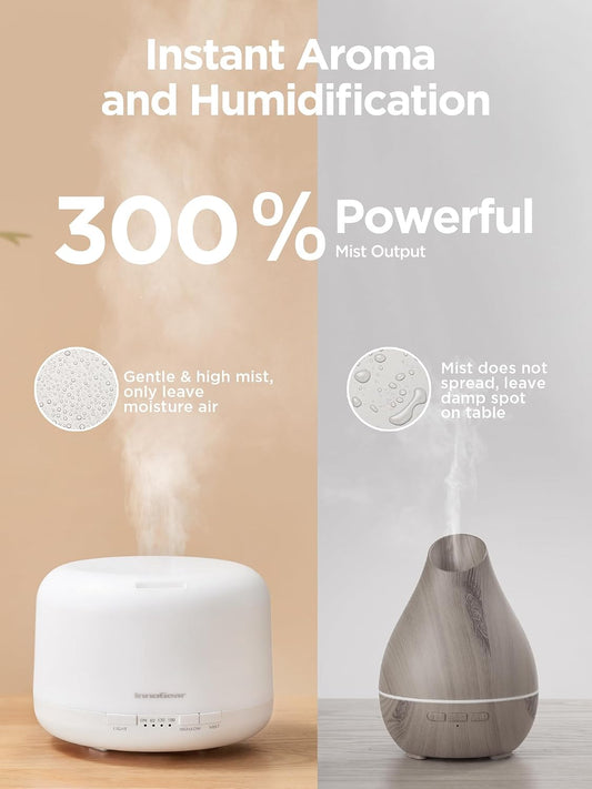 InnoGear 500ml Essential Oil Diffuser with Remote Control, Premium Ultrasonic Aromatherapy Diffusers Mother's Gift Scent Humidifier Vaporizer Auto-Off Timer for Large Room Home, Yellow