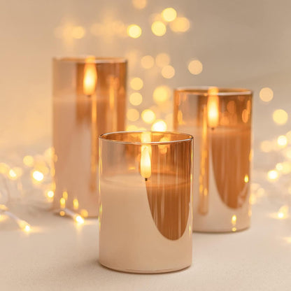 ANGELLOONG Flickering Flameless Candles, Realistic Battery Operated Candles with Remote and Timer, Set of 3 LED Candles for Fall Room Home Wedding Decor Centerpieces Table Party Christmas Decorations