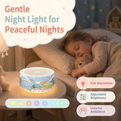 Kipcush White Noise Machine for Baby & Adults, 30 Soothing Sounds, Soft Non-Glare Nursery Lamp, 8 Color Night Lights, Memory Function (Angel V1 White, Standard)