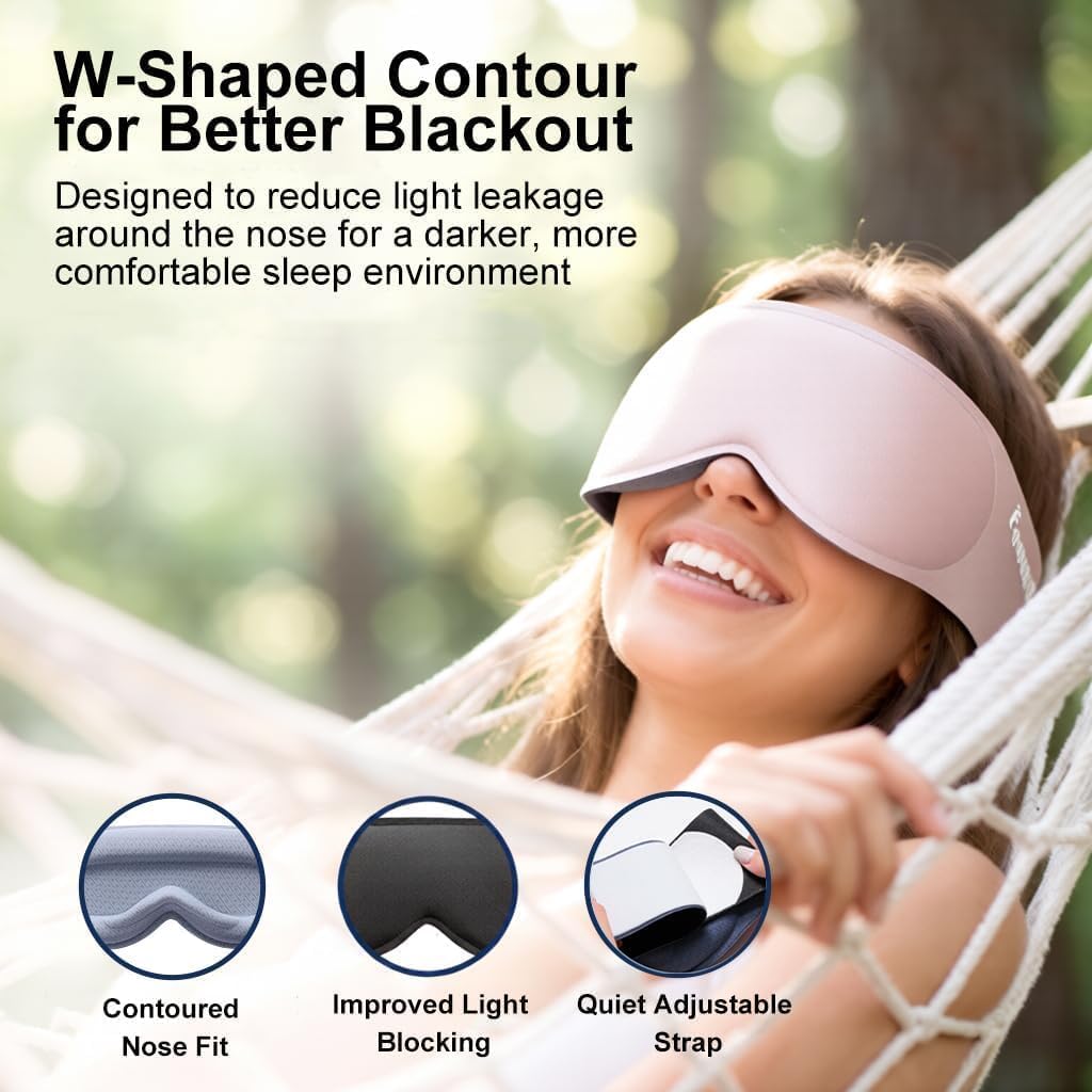 Weighted Blackout Sleep Mask for Men, 3D Contoured Zero Eye Pressure, Lash-Friendly Deep Eye Cups, Adjustable Slide Buckle Strap, Office Nap & Business Travel Essential, Relaxation Gift for Him(Black)
