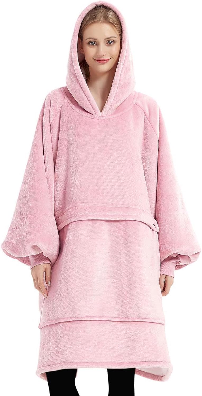KFUBUO Wearable Blanket Hoodie for Adults Sherpa All Patterns Cat Oversized Sweatshirt Blanket with Pockets for Women