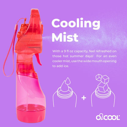 O2COOL Deluxe Handheld Misting Fan Battery Powered Green