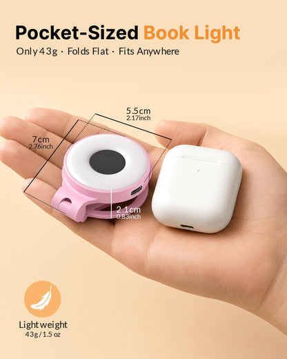 18 LED Rechargeable Clip On Book Light | 3 Color Temperatures, Stepless Dimming, Timer & Memory Function, Wide Beam Lighting, Bed Reading and Travel Use