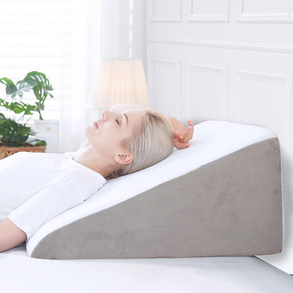 Sasttie Wedge Pillow 24x24x12 inch, Memory Foam Bed Wedge, Cool Grey