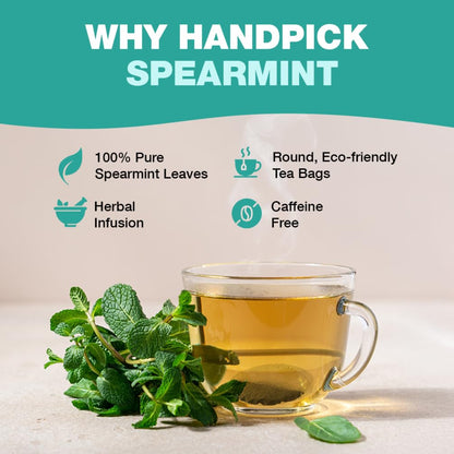 HANDPICK Spearmint Tea (100 Tea Bags) Fresh Natural Mint Leaves, Non GMO