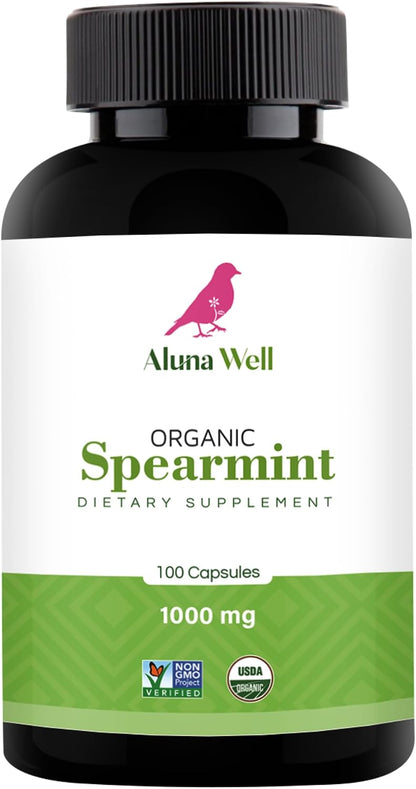 Organic Spearmint Capsules – 1000mg Vegan & Non-GMO Herbal Supplement – Daily Wellness and Balance – Alternative to Spearmint Tea – 50-Day Supply