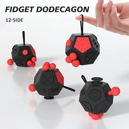 Fidget Dodecagon-12 Sided Fidget Toy Stress Relief Cube for Children and Adults, Silent Compact Classroom Gifts Stocking Stuffers for Teen Boys, Kids(B3 Blue Sky)