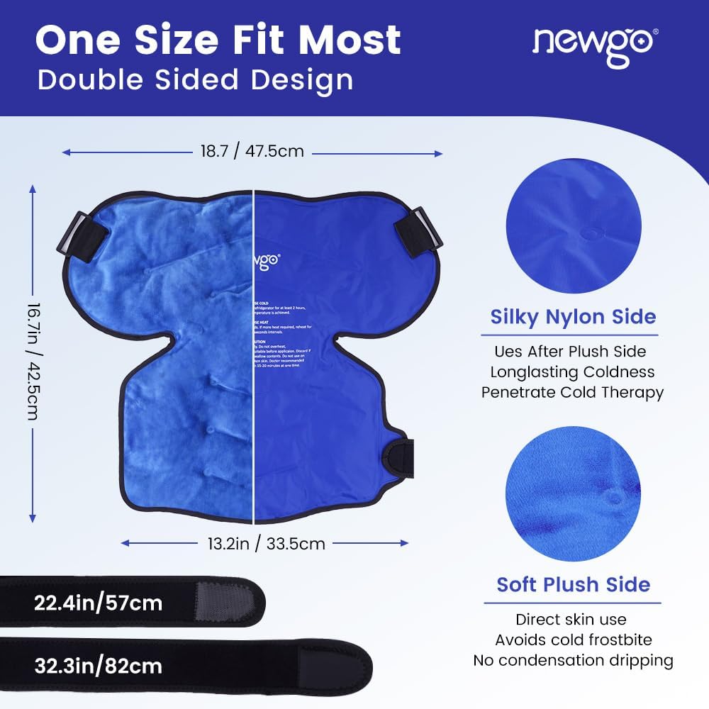 NEWGO Shoulder Ice Pack Rotator Cuff - Reusable Cold Therapy Wrap Shoulder Brace for Pain Relief, Gel Ice Pack for Injuries & Surgery Recovery with Adjustable Strap - Purple