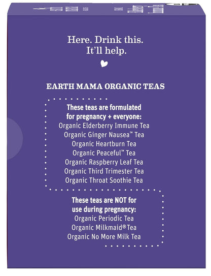 Earth Mama Organic Elderberry Immune Support Tea with Echinacea | Safe For Pregnancy, Breastfeeding, Postpartum, Kids and Family Essentials, Decaf Tea with Ginger & Rooibos, 16-Count (2-Count)