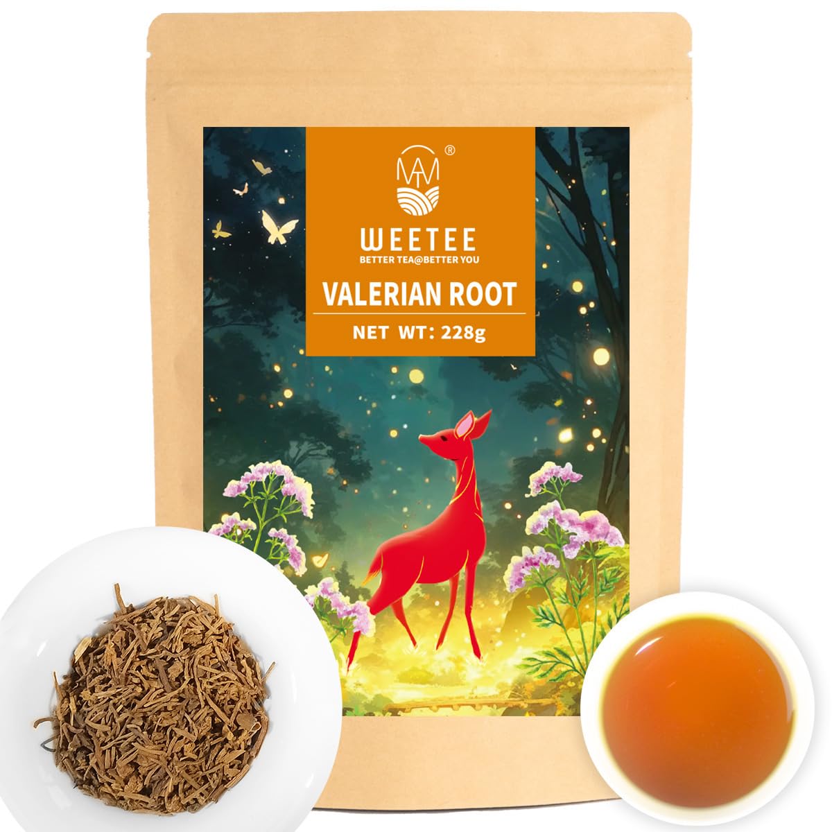 WT WEETEE Valerian Root Tea Loose Leaf 8oz, Caffeine-free for Night & DIY