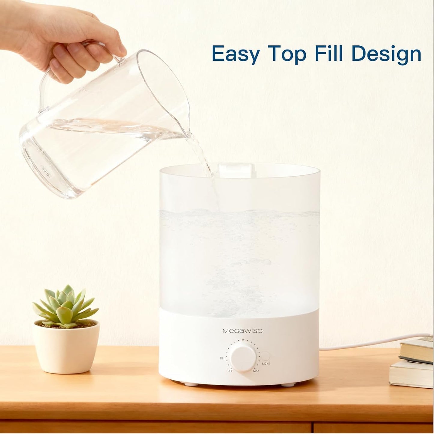 MegaWise Ultrasonic Cool Mist Humidifier SK7620 - 1.5L Capacity, Whisper-Quiet Operation, Adjustable Mist Output, Auto Shut-Off - Ideal for Home, Office, Baby Room, and Bedroom