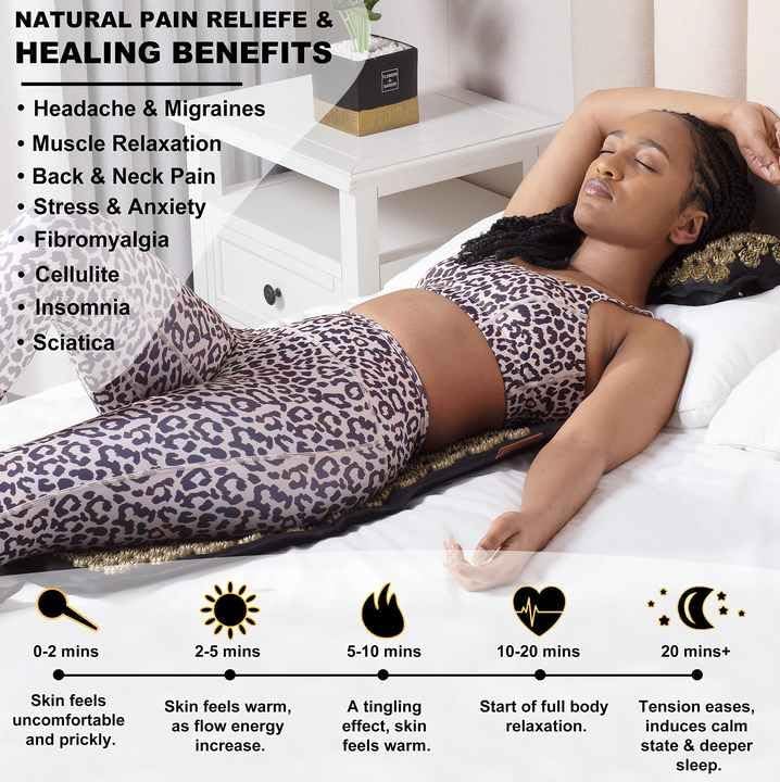 Organic Cotton Extra Long Acupressure Mat and Pillow Set – 50” Thicken Full Body Acupressure Massage Mattress with ABS Pressure Point Spikes for Back & Neck Pain Relief, Sciatica