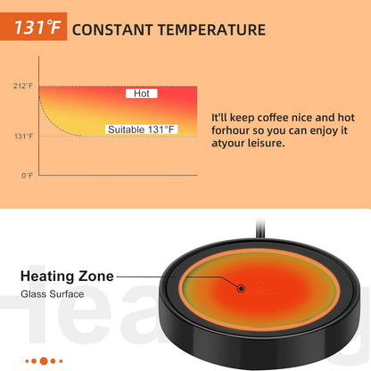 Coffee Mug Warmer, Electric Beverage Warmers for Office Home Desk Use, Smart Cup Warmer Thermostat Coaster for Hot Coffee Tea Espresso Milk Candle Wax with Gravity Switch Auto On/Off 135F